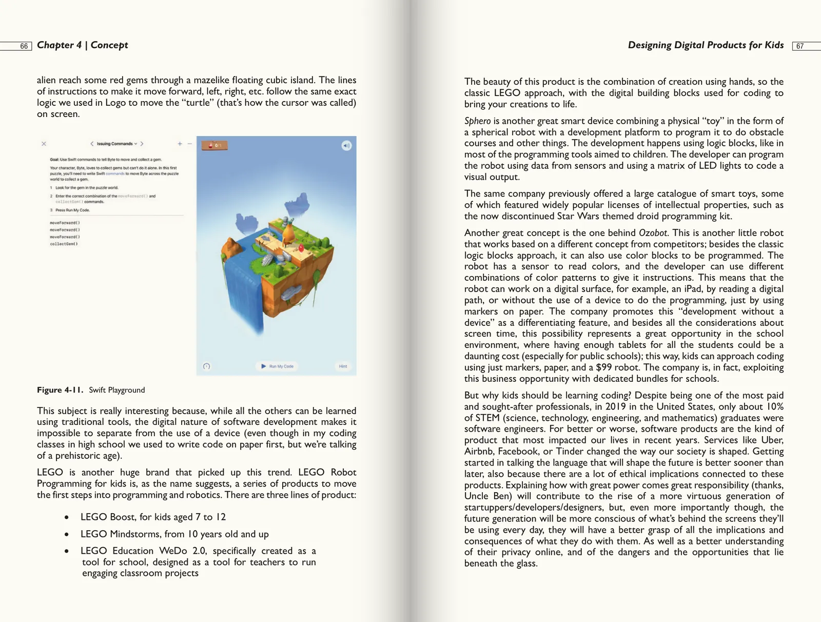 Spread from the book: Ch. 04–05 · Concept and play